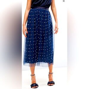 NWT Faux Pearl embellished Fully Lined tulle Midaxi skirt